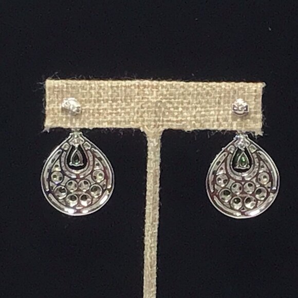 Sterling Silver Chrome Diopside Earrings 1.25” 13 Grams - Picture 4 of 10